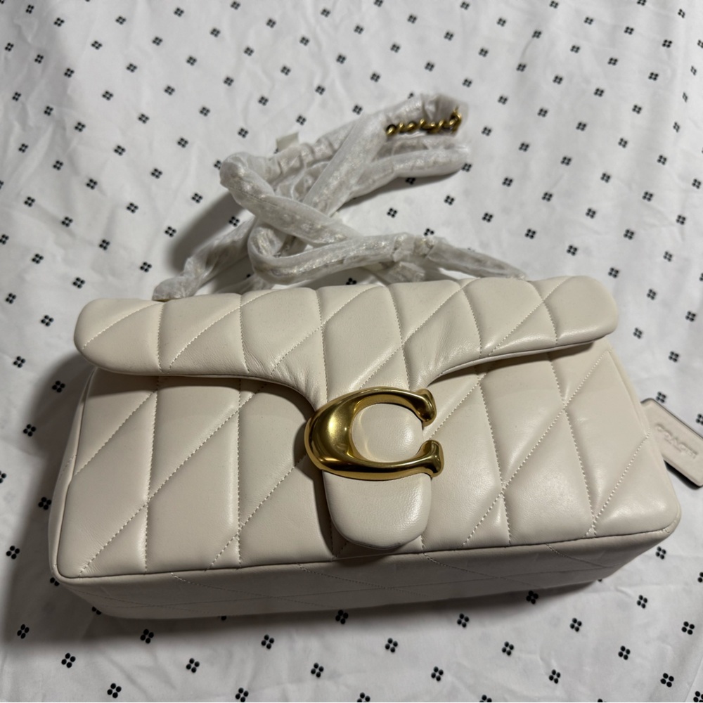 COACH Tabby Quilted Leather Shoulder Bag 26 (Chalk)